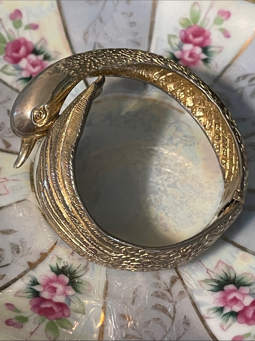 1950’s Castlecliff Gold-Tone Swan Clamper Bracelet